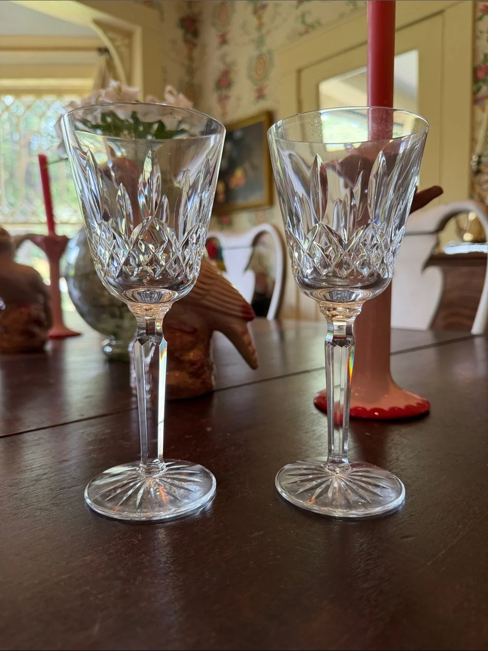 Waterford Lismore wine glasses. Pair of two